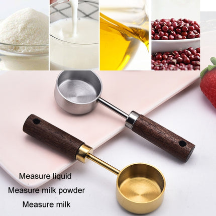 15ml Wooden Handle Stainless Steel Measuring Spoon Coffee Powder Milk Powder Spoon, Silver, Gold - DealBuddy
