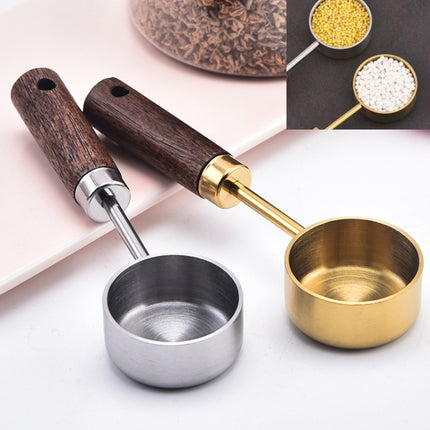 15ml Wooden Handle Stainless Steel Measuring Spoon Coffee Powder Milk Powder Spoon, Silver, Gold - DealBuddy