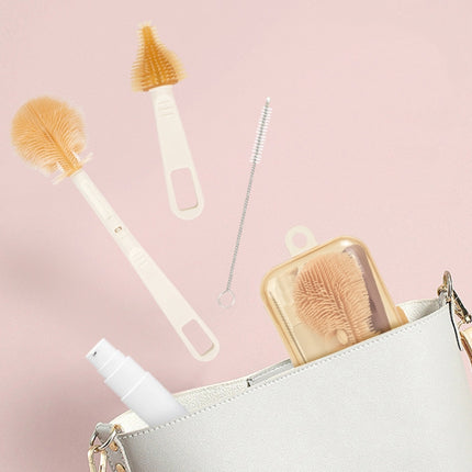 Silicone Portable Baby Bottle Brush Set Travel Cleaning Brush