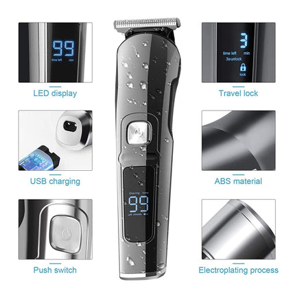 6 in 1 Men Waterproof Electric Hair Trimmer Kit Nose Trimmer, Mustache Trimmer Body Shaver, 8688, 8788, 8988 - DealBuddy