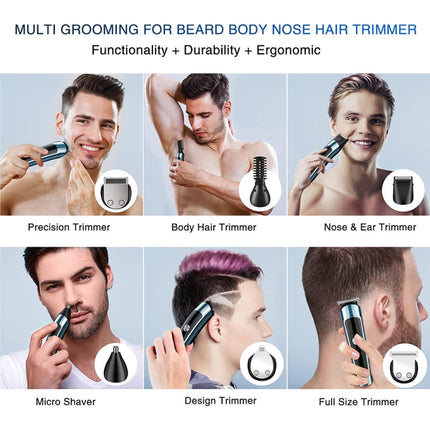 6 in 1 Men Waterproof Electric Hair Trimmer Kit Nose Trimmer, Mustache Trimmer Body Shaver, 8688, 8788, 8988 - DealBuddy