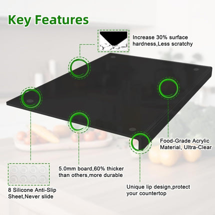 Kitchen Counter Acrylic Cutting Board With Counter Lip