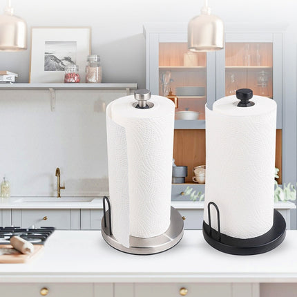 Household Stainless Steel Vertical Paper Towel Holder With Damping Dining Table Kitchen No Punch Paper Roll Holder, Square Black, Round Black, Round Silver - DealBuddy