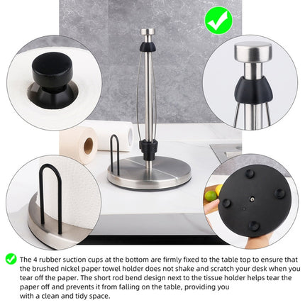 Household Stainless Steel Vertical Paper Towel Holder With Damping Dining Table Kitchen No Punch Paper Roll Holder, Square Black, Round Black, Round Silver - DealBuddy