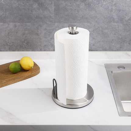 Household Stainless Steel Vertical Paper Towel Holder With Damping Dining Table Kitchen No Punch Paper Roll Holder, Square Black, Round Black, Round Silver - DealBuddy