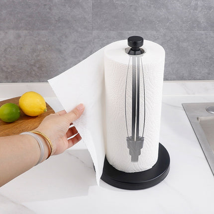 Household Stainless Steel Vertical Paper Towel Holder With Damping Dining Table Kitchen No Punch Paper Roll Holder, Square Black, Round Black, Round Silver - DealBuddy