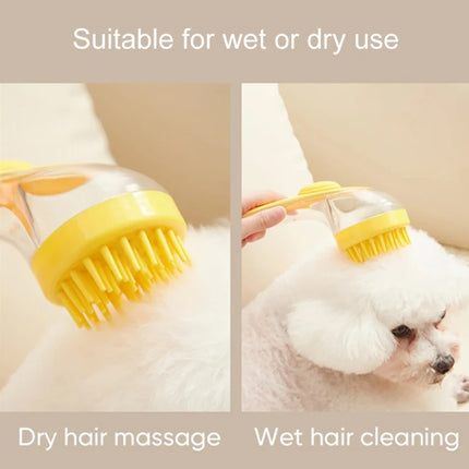 Long Handle Pet Bathing Brush Silicone Dogs Cats Cleaning Massage Brush Grooming Comb, Fine Teeth Yellow, Fine Teeth Blue, Fine Teeth Green, Coarse Teeth Yellow, Coarse Teeth Blue, Coarse Teeth Green - DealBuddy