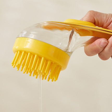 Long Handle Pet Bathing Brush Silicone Dogs Cats Cleaning Massage Brush Grooming Comb, Fine Teeth Yellow, Fine Teeth Blue, Fine Teeth Green, Coarse Teeth Yellow, Coarse Teeth Blue, Coarse Teeth Green - DealBuddy