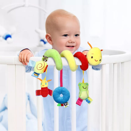 Baby Caterpillar Cot Spiral Toy Cartoon Animal Baby With Rattle Bee Pram Hanging Soothing Toy