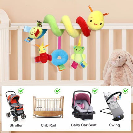 Baby Caterpillar Cot Spiral Toy Cartoon Animal Baby With Rattle Bee Pram Hanging Soothing Toy