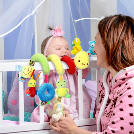 Baby Caterpillar Cot Spiral Toy Cartoon Animal Baby With Rattle Bee Pram Hanging Soothing Toy