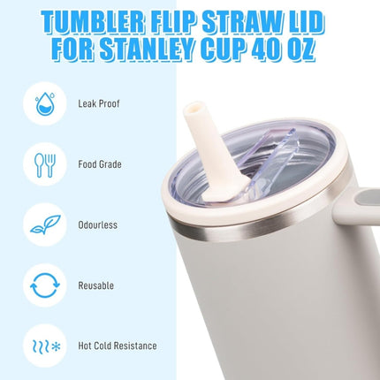 For Stanley 40oz Adventure Quencher Transparent Straw Lid Replacement Parts, Rose Red, 4pcs /Set White - DealBuddy