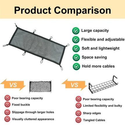 Table Bottom Power Socket Hidden Organizer Mesh Pocket