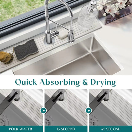 Diatomite Absorbent Mat Fast Drying Stone Kitchen Bathroom Faucet Sink Drainage Mat, 40x10cm+10x10cm, 60x10cm+10x10cm - DealBuddy