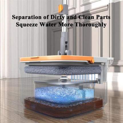 Square Spin Mop and Bucket With 2 Mop Pads Set Separate Clean And Dirty Water