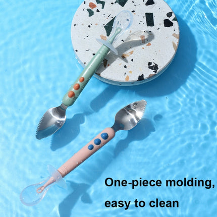 Multi-function Double-head Baby Food Spoon Baby Tableware Fruit Scraper Spoon - DealBuddy