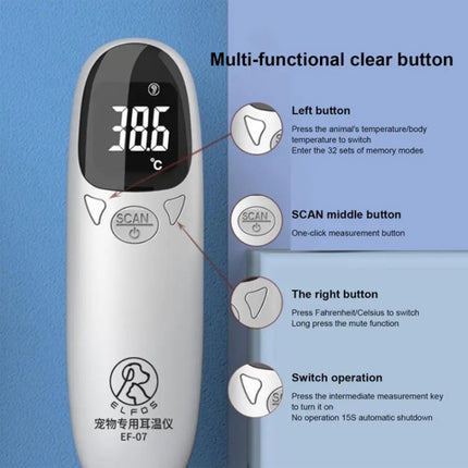 ELOFS EF-07 Pet Dog Cat Ear Digital Thermometer Accurate Infrared Measuring Animal Thermometer - DealBuddy