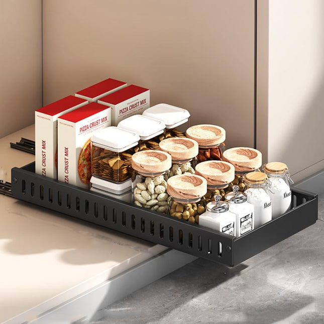 Kitchen Pull-Out Rack Pots And Pans Organizer Cabinet Countertop Dish Tray, 42cm Black, 42cm With Baffle Black, 42cm White, 42cm With Baffle White, 52cm Black, 52cm With Baffle Black, 52cm White, 52cm With Baffle White - DealBuddy