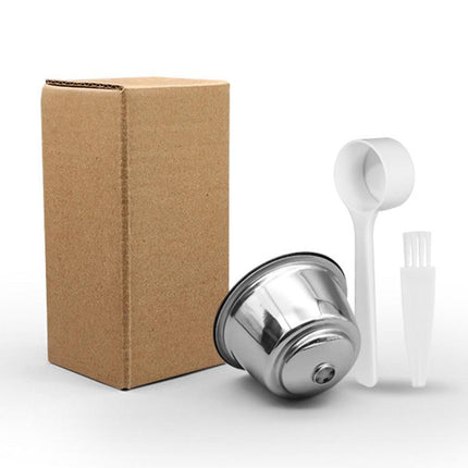 For Dolce Gusto Coffee Maker Stainless Steel Reusable Coffee Capsule Shell, Capsule+Brush And Scoop, Capsule+40mm Powder Hammer+Brush And Scoop - DealBuddy