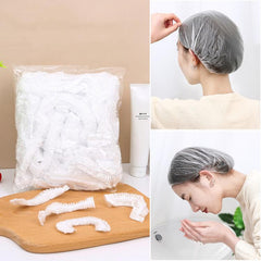 150pcs /Pack Disposable Shower Caps Waterproof Clear Hair Cap 23.5cm - DealBuddy