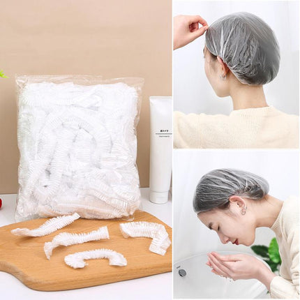 150pcs /Pack Disposable Shower Caps Waterproof Clear Hair Cap 23.5cm