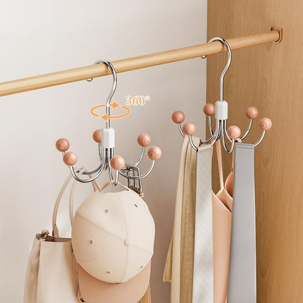 Six Claws Hooks 360 Degree Rotating Wardrobe Bag Hanger Multi-functional Underwear Clothes Storage Hooks