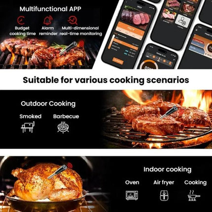 Smart Wireless Bluetooth BBQ Grill Thermometer Home Use Kitchen Food Oven Thermometer - DealBuddy