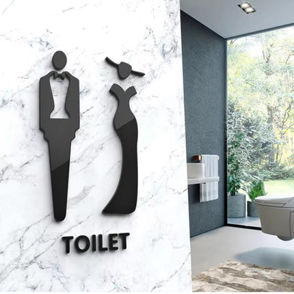 Acrylic Bathroom Sign 3D Hotel Public Place Bathroom Sticker, 20x12cm, 25x15cm, 32x20cm - DealBuddy