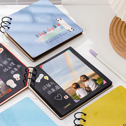 DIY Wooden Square Memorial Album Kids Growth Photo Album Cartoon Photo Book