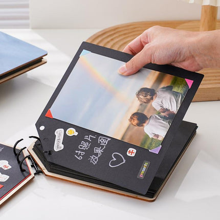 DIY Wooden Square Memorial Album Kids Growth Photo Album Cartoon Photo Book