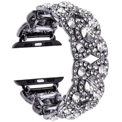 Petaled Metal Diamond Wristband Strap For Apple Watch Series 9 / 8 / 7 / 6 / SE / 5 / 4 / 3, 1215 Silver, 1202 Silver, 1215 Black, 1202 Black, 1215 Rose Gold, 1202 Rose Gold, 1202 Rose Gold Red, 1215 Gold - DealBuddy
