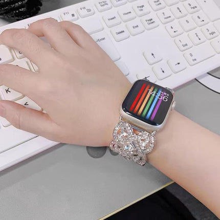 Petaled Metal Diamond Wristband Strap For Apple Watch Series 9 / 8 / 7 / 6 / SE / 5 / 4 / 3, 1215 Silver, 1202 Silver, 1215 Black, 1202 Black, 1215 Rose Gold, 1202 Rose Gold, 1202 Rose Gold Red, 1215 Gold - DealBuddy