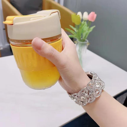 Petaled Metal Diamond Wristband Strap For Apple Watch Series 9 / 8 / 7 / 6 / SE / 5 / 4 / 3