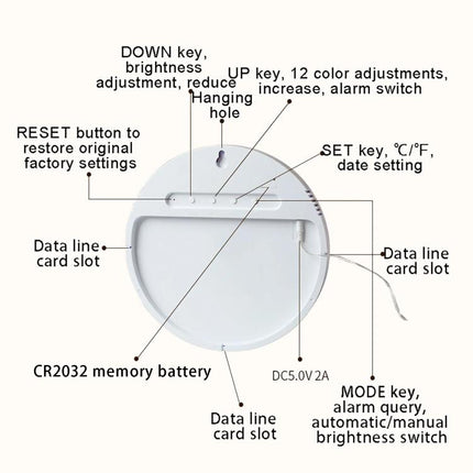Wifi App Control LED Digital Wall Clock With RGB Light Multi-Functional Alarm Clock