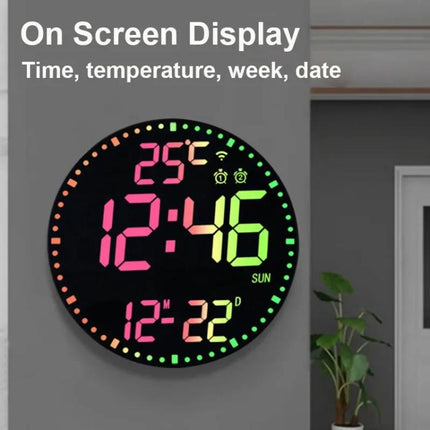 Wifi App Control LED Digital Wall Clock With RGB Light Multi-Functional Alarm Clock