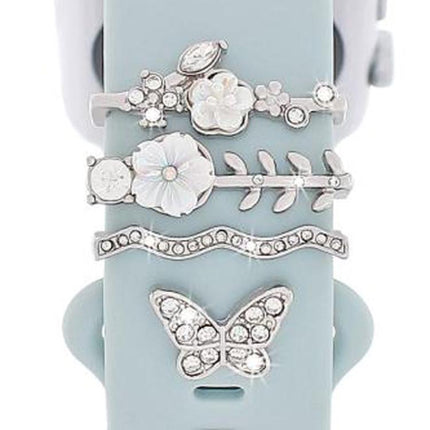 4pcs / Set 22mm Width Smart Watch Silicone Band Decorative Ring Metal Accessories - DealBuddy