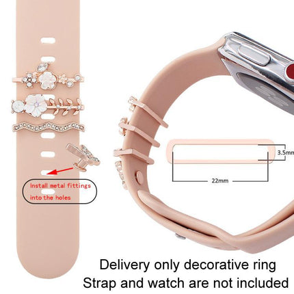 4pcs / Set 22mm Width Smart Watch Silicone Band Decorative Ring Metal Accessories - DealBuddy