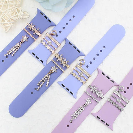 3pcs / Set 22mm Width Smart Watch Silicone Band Decorative Ring Metal Accessories