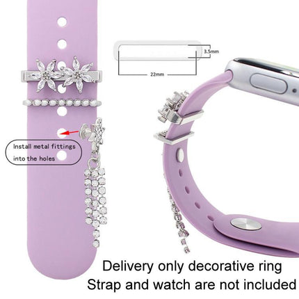 3pcs / Set 22mm Width Smart Watch Silicone Band Decorative Ring Metal Accessories