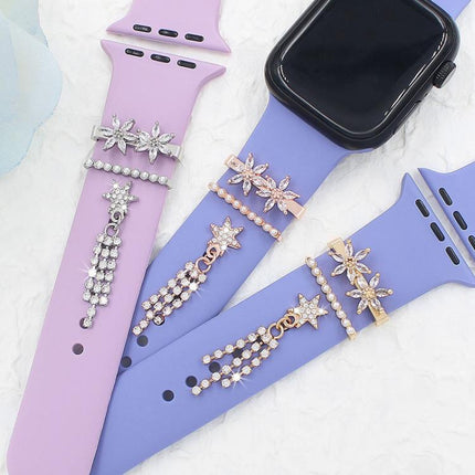 3pcs / Set 22mm Width Smart Watch Silicone Band Decorative Ring Metal Accessories