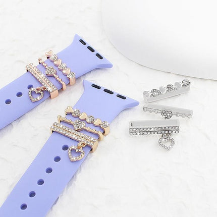 3pcs / Set 22mm Width Smart Watch Silicone Band Decorative Ring Metal Accessories