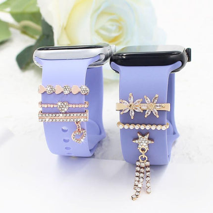 3pcs / Set 22mm Width Smart Watch Silicone Band Decorative Ring Metal Accessories
