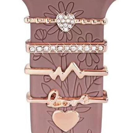 5pcs / Set 20mm Width Smart Watch Silicone Band Decorative Ring Metal Accessories, Gold 1, Silver 2, Rose Gold 3, Rose Gold 4, Silver 5, Rose Gold 6, Gold 7, Rose Gold 8, Gold 9 - DealBuddy