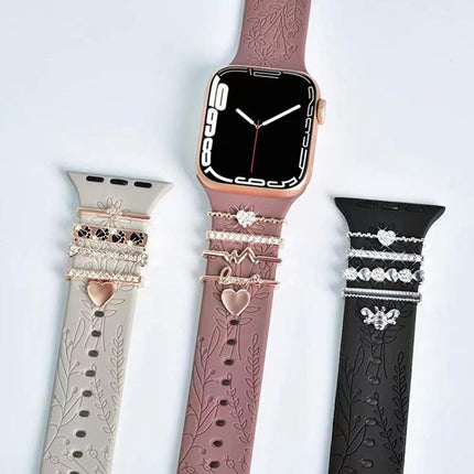 5pcs / Set 20mm Width Smart Watch Silicone Band Decorative Ring Metal Accessories
