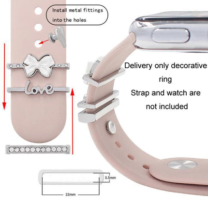 4pcs / Set 22mm Width Smart Watch Silicone Band Decorative Ring Metal Accessories