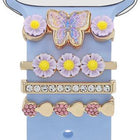 4pcs / Set 22mm Width Smart Watch Butterfly Flower Band Decorative Ring Metal Accessories