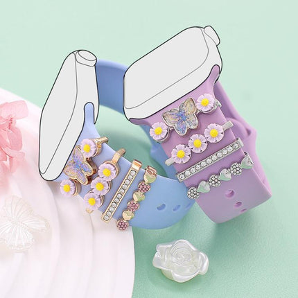 4pcs / Set 22mm Width Smart Watch Butterfly Flower Band Decorative Ring Metal Accessories, 1, 2, 3, 4 - DealBuddy