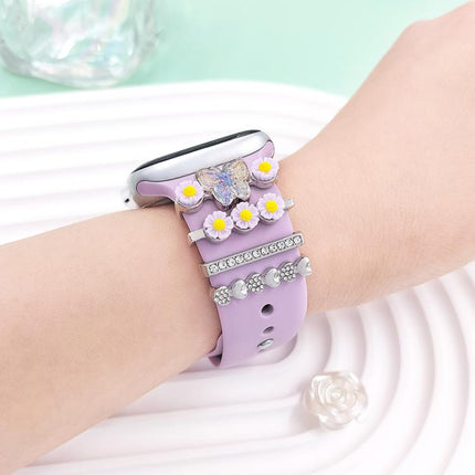 4pcs / Set 22mm Width Smart Watch Butterfly Flower Band Decorative Ring Metal Accessories