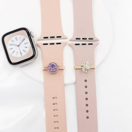 21mm Width Rotatable Smartwatch Strap Decorative Ring Metal Accessories, Gold Windmill, Purple Flower Ring - DealBuddy