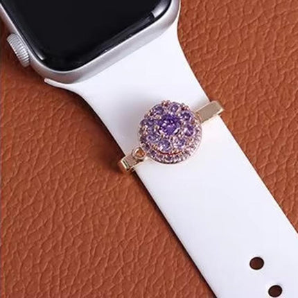 21mm Width Rotatable Smartwatch Strap Decorative Ring Metal Accessories, Gold Windmill, Purple Flower Ring - DealBuddy